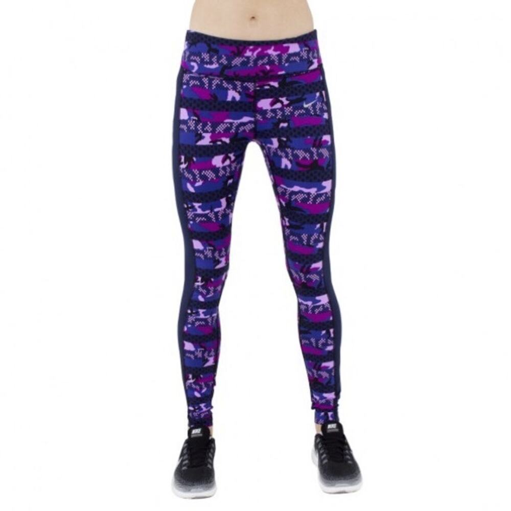 Nike Dri Fit Epic Lux Clash Camo Tight Fit Tights Size S Purple Black Athleisure